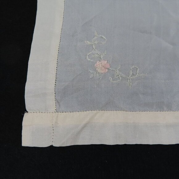 Vintage Silk Blend Embroidered Pastel Flowers Floral Handkerchief Hankie Chic - Picture 3 of 6